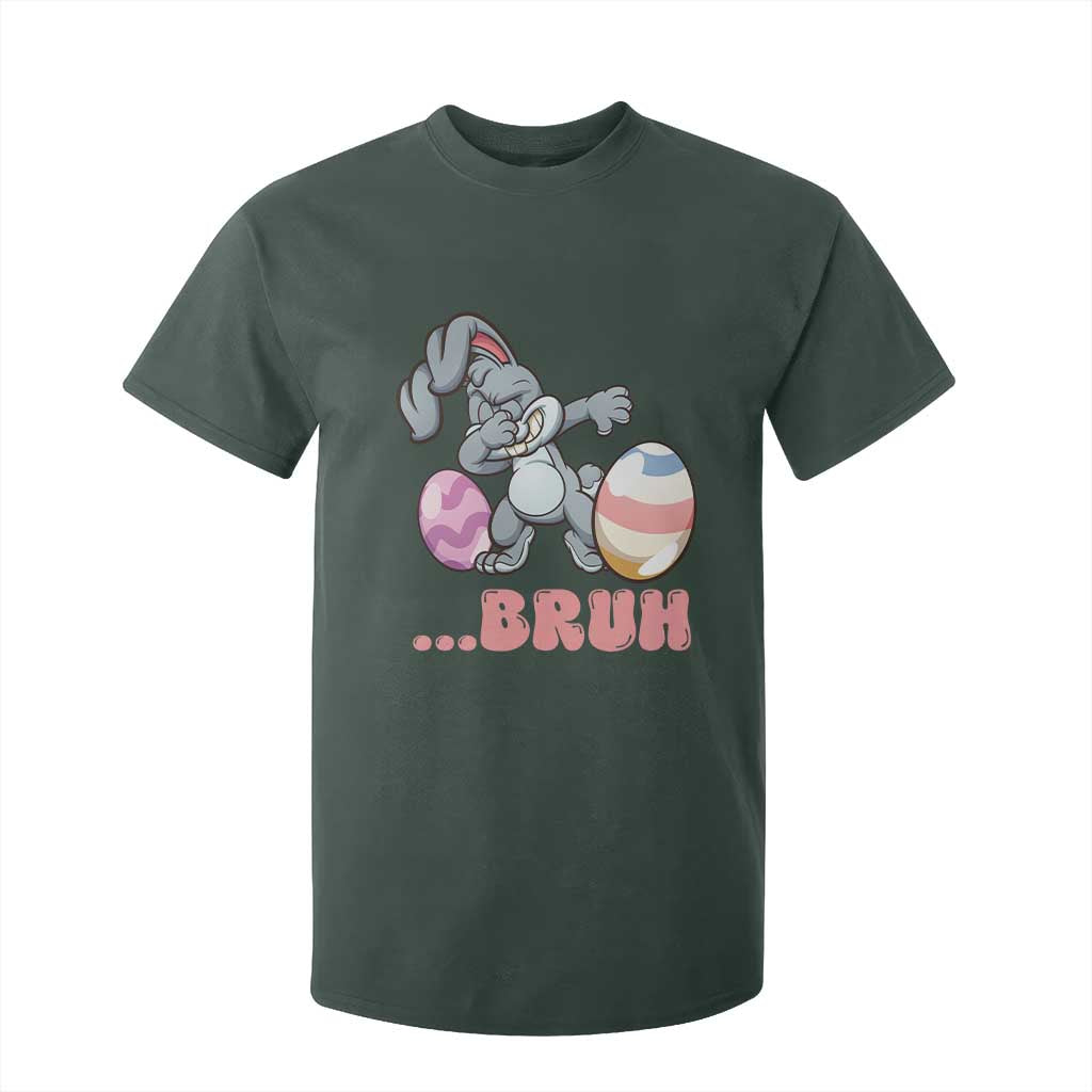 Funny Bruh Dab Rabbit Eggs Easter Day T Shirt For Kid TS11 Dark Forest Green Print Your Wear
