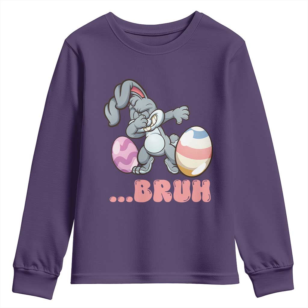 Funny Bruh Dab Rabbit Eggs Easter Day Youth Sweatshirt TS11 Purple Print Your Wear