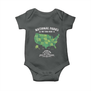Protect And Preserve National Parks Baby Onesie ESTD 1872 Vintage Forest American Map TS11 Dark Heather Print Your Wear