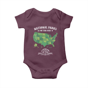 Protect And Preserve National Parks Baby Onesie ESTD 1872 Vintage Forest American Map TS11 Maroon Print Your Wear