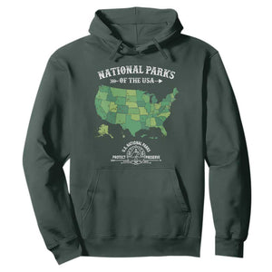 Protect And Preserve National Parks Hoodie ESTD 1872 Vintage Forest American Map TS11 Dark Forest Green Print Your Wear