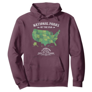 Protect And Preserve National Parks Hoodie ESTD 1872 Vintage Forest American Map TS11 Maroon Print Your Wear