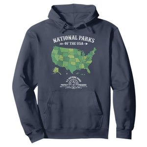 Protect And Preserve National Parks Hoodie ESTD 1872 Vintage Forest American Map TS11 Navy Print Your Wear