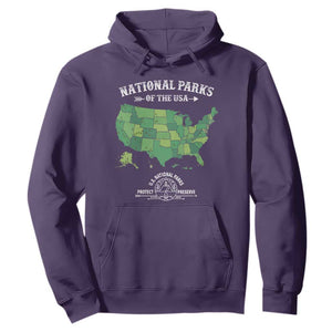 Protect And Preserve National Parks Hoodie ESTD 1872 Vintage Forest American Map TS11 Purple Print Your Wear