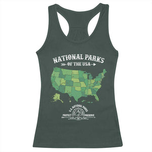 Protect And Preserve National Parks Racerback Tank Top ESTD 1872 Vintage Forest American Map TS11 Dark Forest Green Print Your Wear