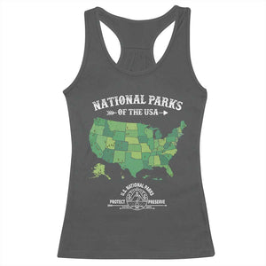 Protect And Preserve National Parks Racerback Tank Top ESTD 1872 Vintage Forest American Map TS11 Dark Heather Print Your Wear