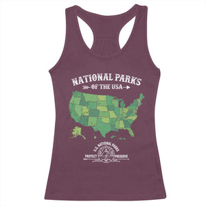 Protect And Preserve National Parks Racerback Tank Top ESTD 1872 Vintage Forest American Map TS11 Maroon Print Your Wear
