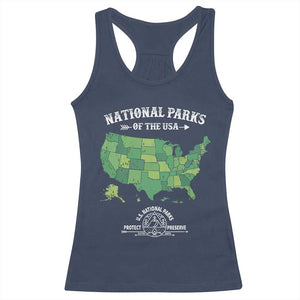 Protect And Preserve National Parks Racerback Tank Top ESTD 1872 Vintage Forest American Map TS11 Navy Print Your Wear