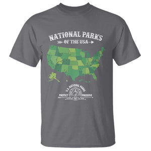 Protect And Preserve National Parks T Shirt ESTD 1872 Vintage Forest American Map TS11 Charcoal Print Your Wear