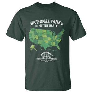Protect And Preserve National Parks T Shirt ESTD 1872 Vintage Forest American Map TS11 Dark Forest Green Print Your Wear