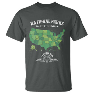 Protect And Preserve National Parks T Shirt ESTD 1872 Vintage Forest American Map TS11 Dark Heather Print Your Wear