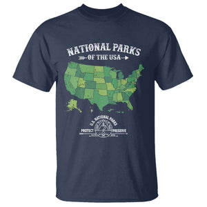 Protect And Preserve National Parks T Shirt ESTD 1872 Vintage Forest American Map TS11 Navy Print Your Wear