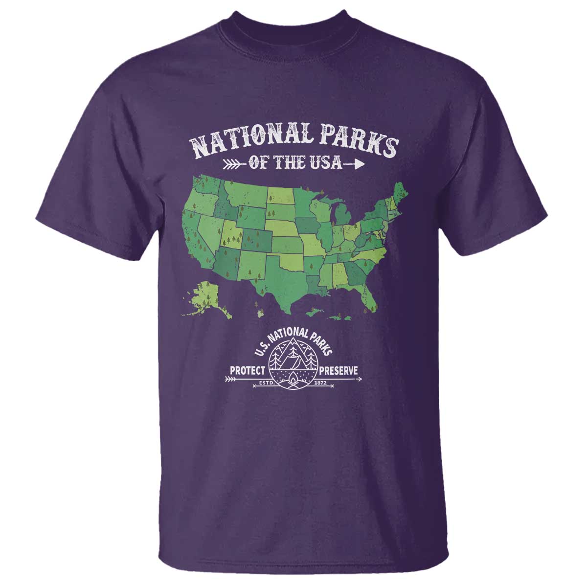 Protect And Preserve National Parks T Shirt ESTD 1872 Vintage Forest American Map TS11 Purple Print Your Wear