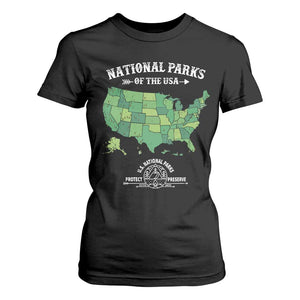 Protect And Preserve National Parks T Shirt For Women ESTD 1872 Vintage Forest American Map TS11 Black Print Your Wear