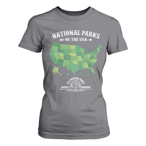 Protect And Preserve National Parks T Shirt For Women ESTD 1872 Vintage Forest American Map TS11 Charcoal Print Your Wear