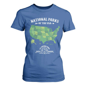 Protect And Preserve National Parks T Shirt For Women ESTD 1872 Vintage Forest American Map TS11 Royal Blue Print Your Wear