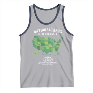 Protect And Preserve National Parks Tank Top ESTD 1872 Vintage Forest American Map TS11 Athletic Heather Navy Print Your Wear