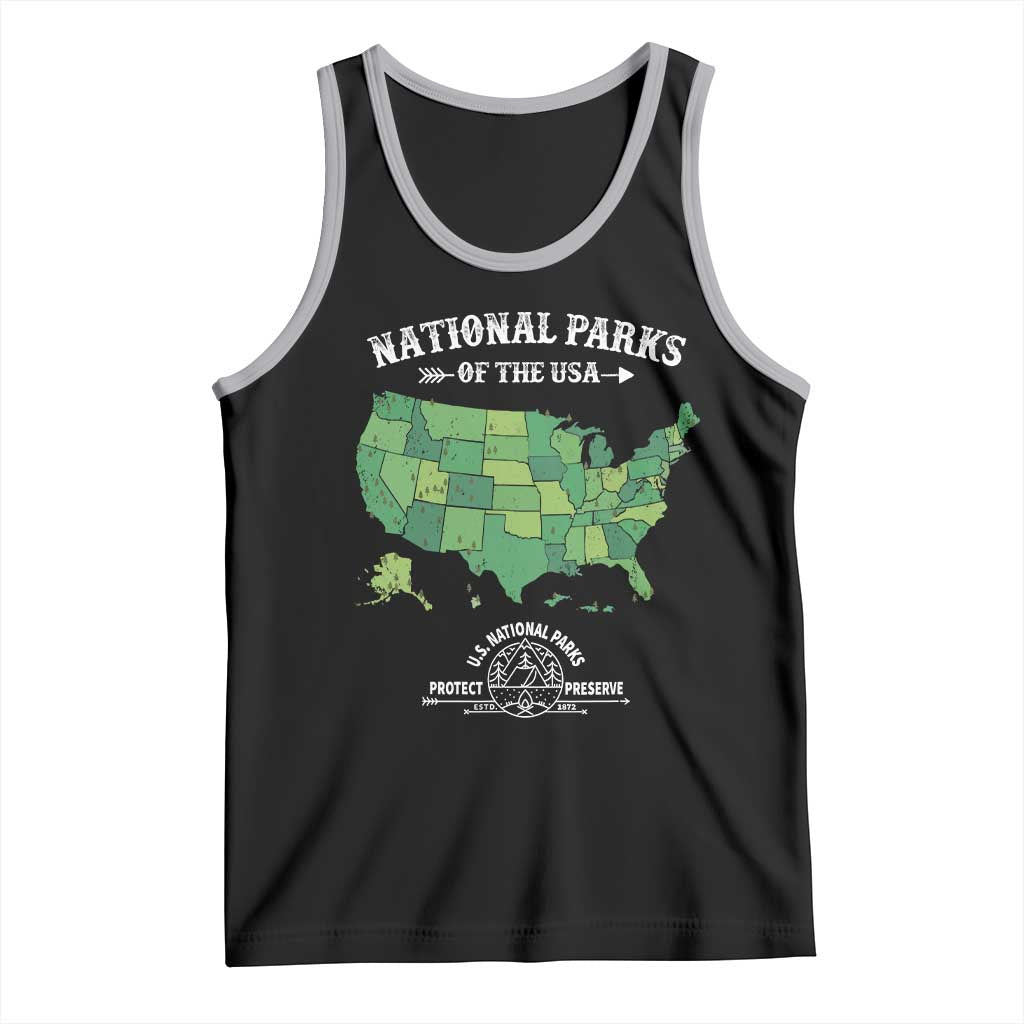 Protect And Preserve National Parks Tank Top ESTD 1872 Vintage Forest American Map TS11 Black Athletic Heather Print Your Wear