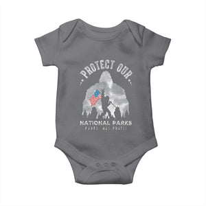 Funny Protect Our National Parks Bigfoot Baby Onesie Parks Not Profit American Flag TS11 Charcoal Print Your Wear