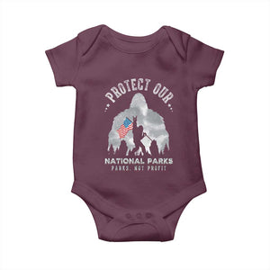Funny Protect Our National Parks Bigfoot Baby Onesie Parks Not Profit American Flag TS11 Maroon Print Your Wear