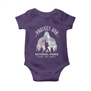 Funny Protect Our National Parks Bigfoot Baby Onesie Parks Not Profit American Flag TS11 Purple Print Your Wear