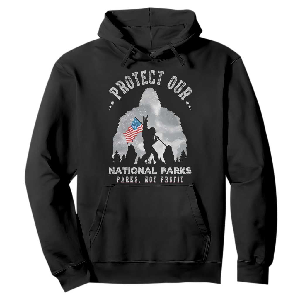 Funny Protect Our National Parks Bigfoot Hoodie Parks Not Profit American Flag TS11 Black Print Your Wear