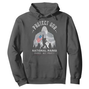 Funny Protect Our National Parks Bigfoot Hoodie Parks Not Profit American Flag TS11 Dark Heather Print Your Wear