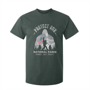 Funny Protect Our National Parks Bigfoot T Shirt For Kid Parks Not Profit American Flag TS11 Dark Forest Green Print Your Wear