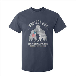 Funny Protect Our National Parks Bigfoot T Shirt For Kid Parks Not Profit American Flag TS11 Navy Print Your Wear