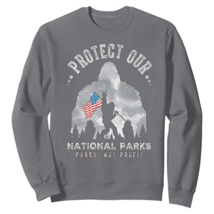 Funny Protect Our National Parks Bigfoot Sweatshirt Parks Not Profit American Flag TS11 Charcoal Print Your Wear