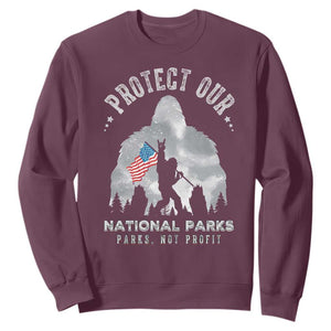 Funny Protect Our National Parks Bigfoot Sweatshirt Parks Not Profit American Flag TS11 Maroon Print Your Wear