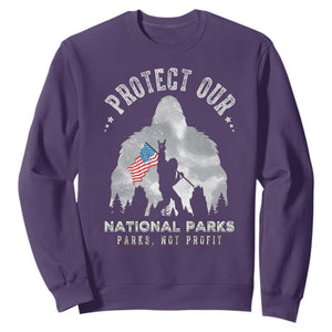 Funny Protect Our National Parks Bigfoot Sweatshirt Parks Not Profit American Flag TS11 Purple Print Your Wear