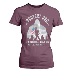Funny Protect Our National Parks Bigfoot T Shirt For Women Parks Not Profit American Flag TS11 Maroon Print Your Wear