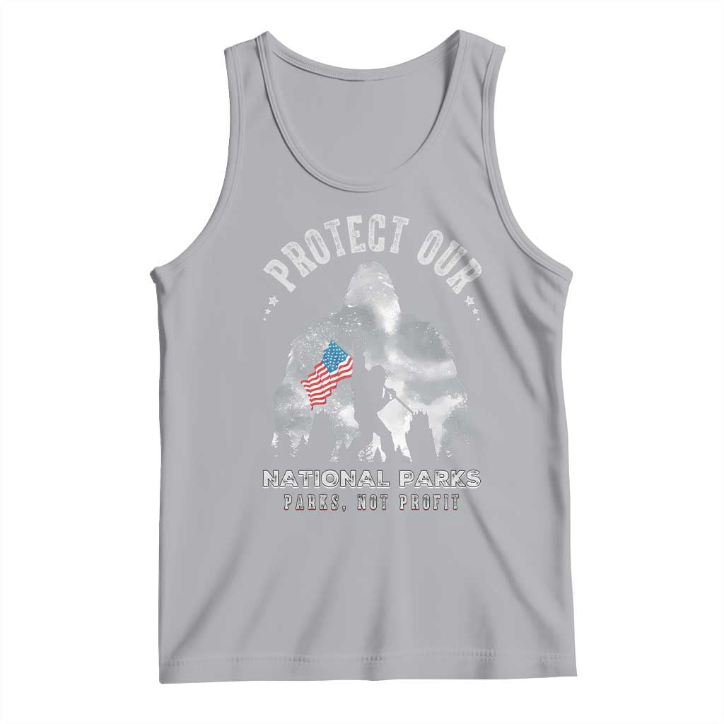 Funny Protect Our National Parks Bigfoot Tank Top Parks Not Profit American Flag TS11 Athletic Heather Print Your Wear