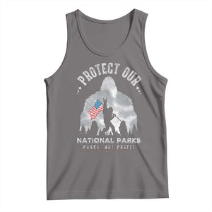 Funny Protect Our National Parks Bigfoot Tank Top Parks Not Profit American Flag TS11 Deep Heather Print Your Wear