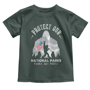 Funny Protect Our National Parks Bigfoot Toddler T Shirt Parks Not Profit American Flag TS11 Dark Forest Green Print Your Wear