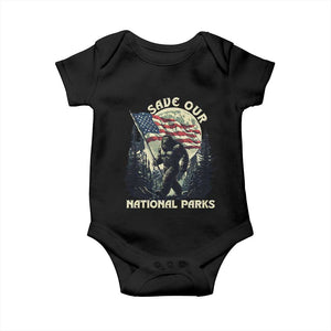 Save Our National Parks Bigfoot Baby Onesie Vintage American Flag TS11 Black Print Your Wear