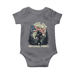 Save Our National Parks Bigfoot Baby Onesie Vintage American Flag TS11 Charcoal Print Your Wear