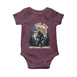 Save Our National Parks Bigfoot Baby Onesie Vintage American Flag TS11 Maroon Print Your Wear