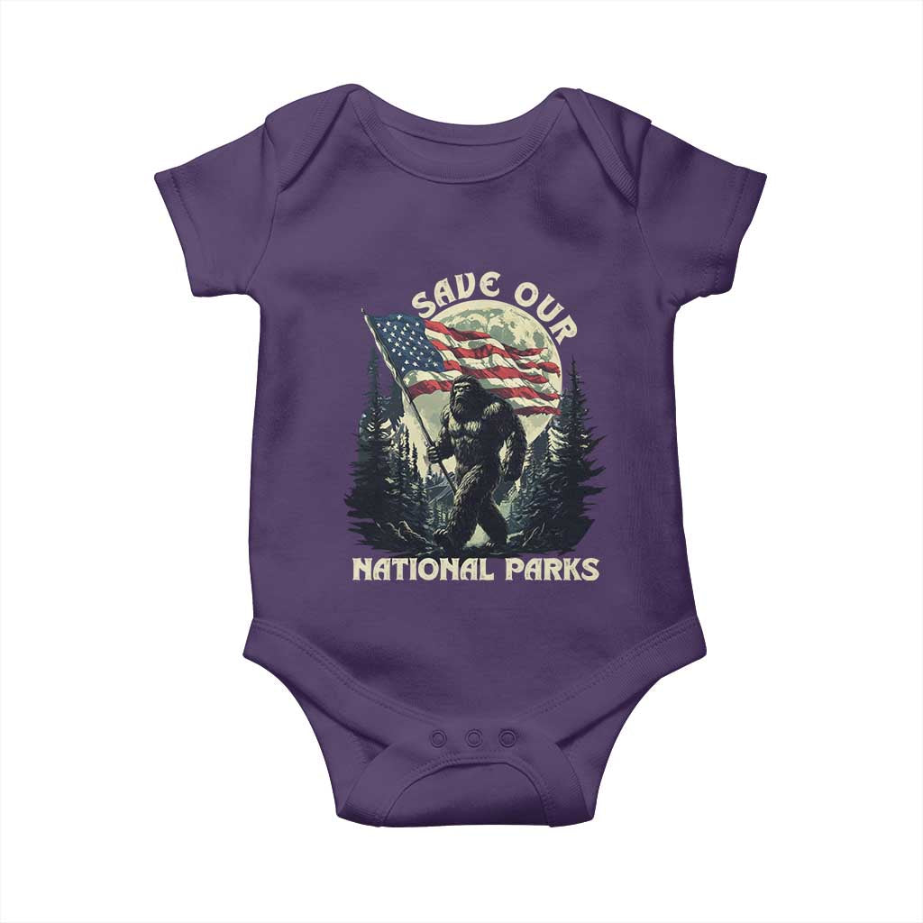 Save Our National Parks Bigfoot Baby Onesie Vintage American Flag TS11 Purple Print Your Wear