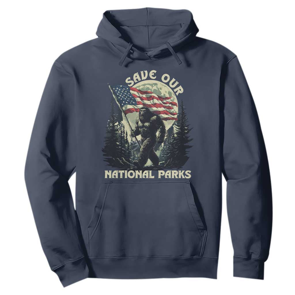 Save Our National Parks Bigfoot Hoodie Vintage American Flag TS11 Navy Print Your Wear