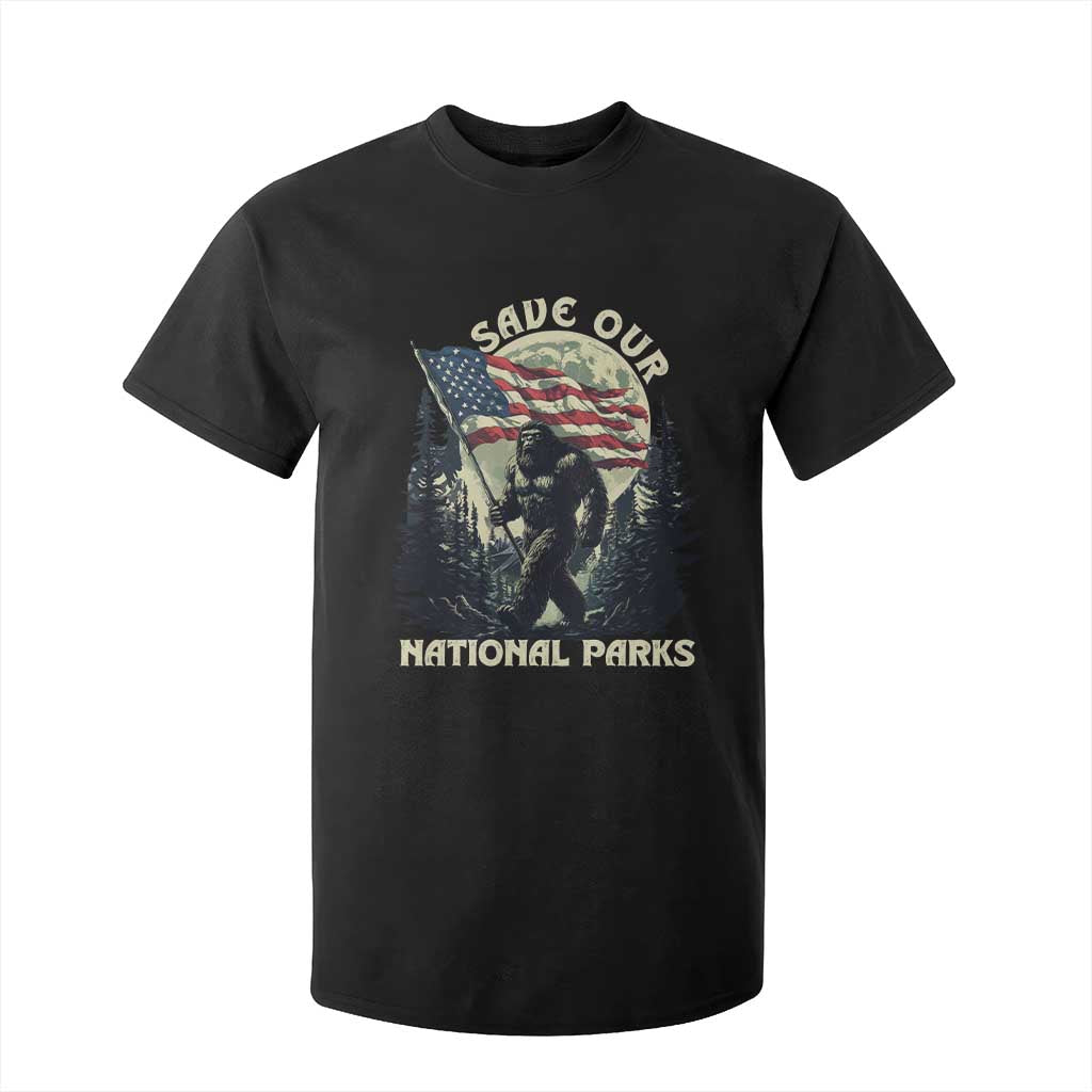Save Our National Parks Bigfoot T Shirt For Kid Vintage American Flag TS11 Black Print Your Wear