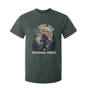 Save Our National Parks Bigfoot T Shirt For Kid Vintage American Flag TS11 Dark Forest Green Print Your Wear