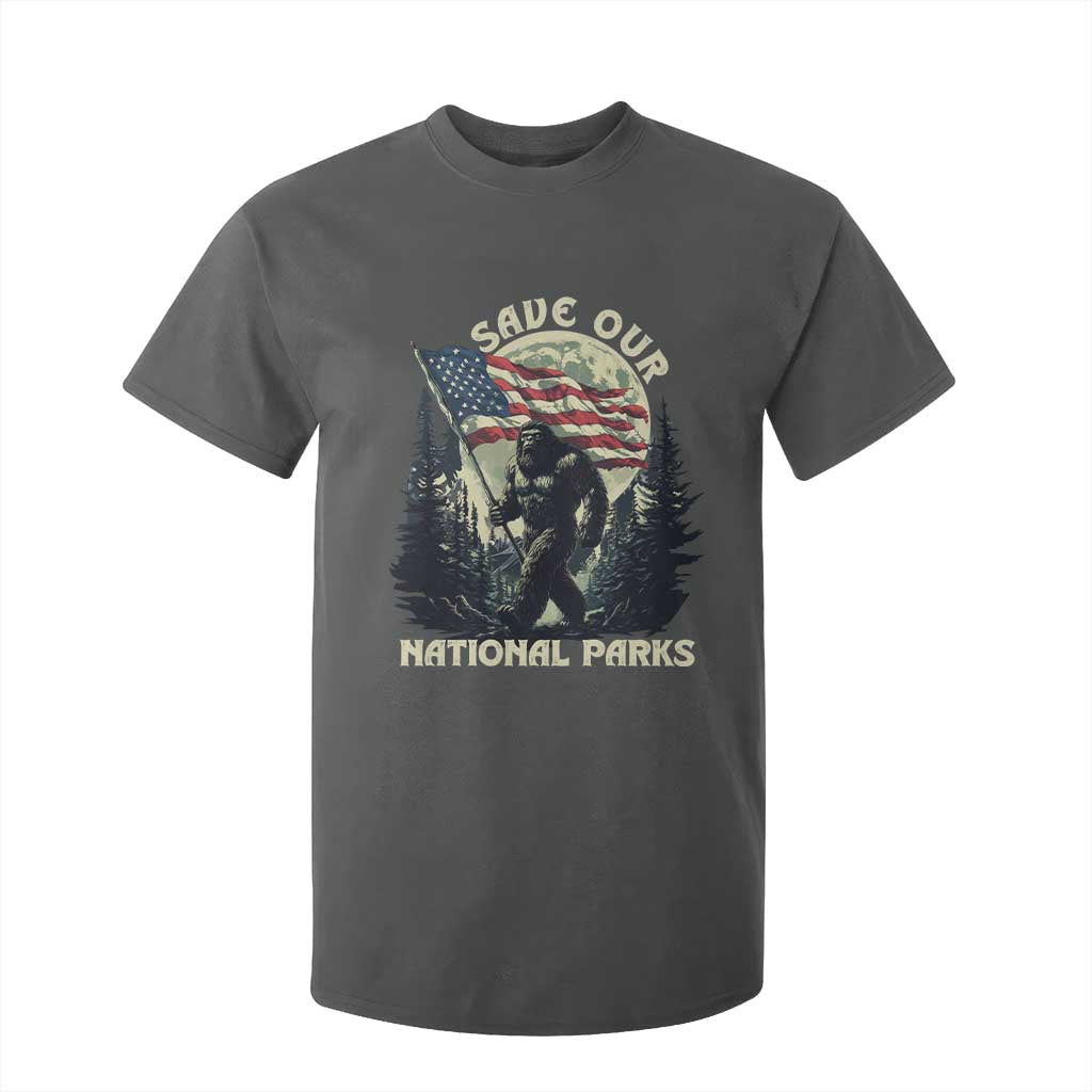Save Our National Parks Bigfoot T Shirt For Kid Vintage American Flag TS11 Dark Heather Print Your Wear