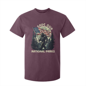 Save Our National Parks Bigfoot T Shirt For Kid Vintage American Flag TS11 Maroon Print Your Wear