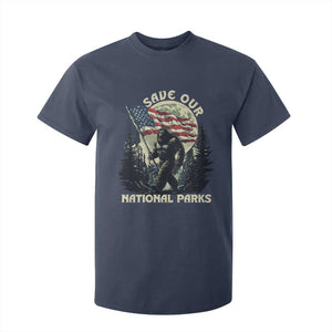 Save Our National Parks Bigfoot T Shirt For Kid Vintage American Flag TS11 Navy Print Your Wear