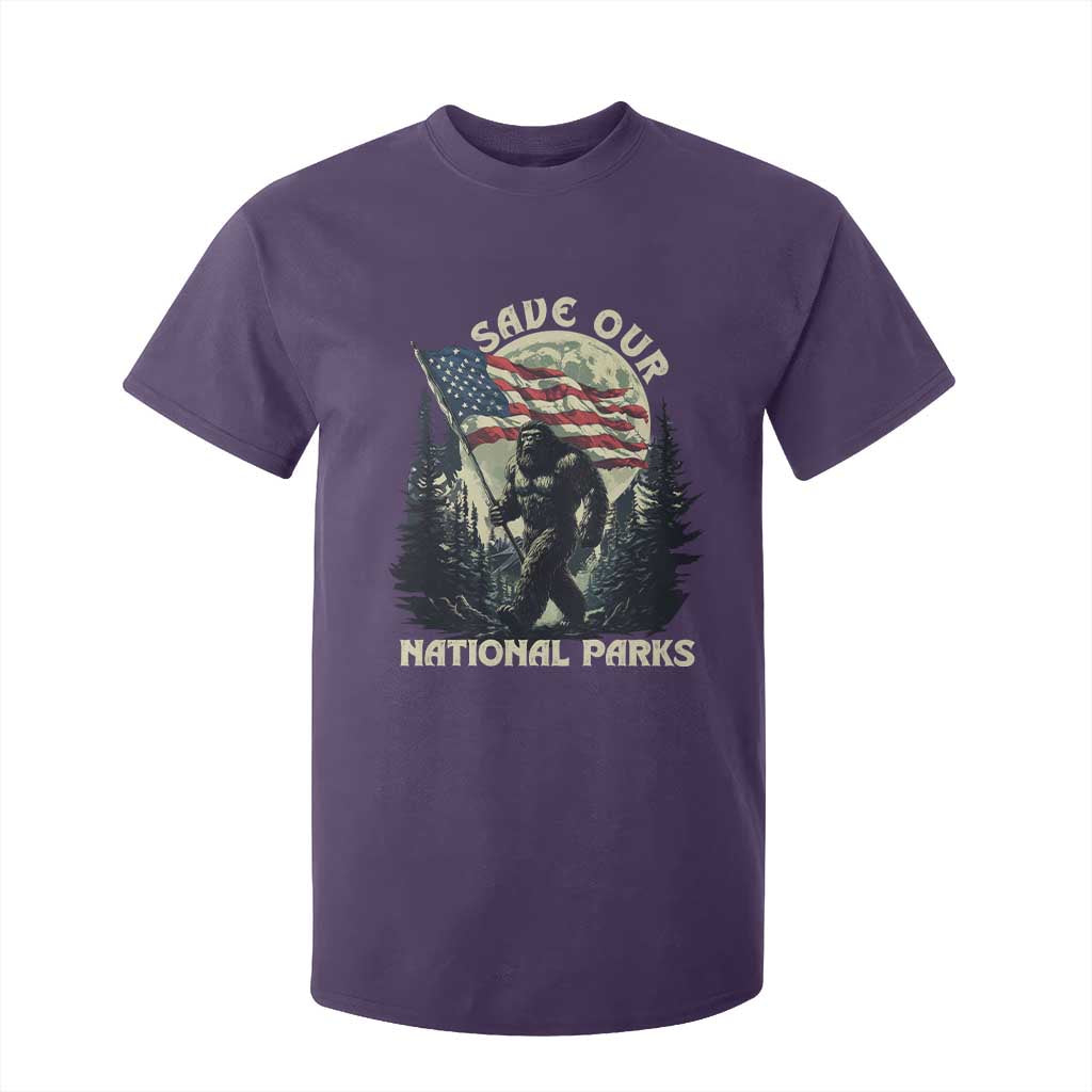 Save Our National Parks Bigfoot T Shirt For Kid Vintage American Flag TS11 Purple Print Your Wear