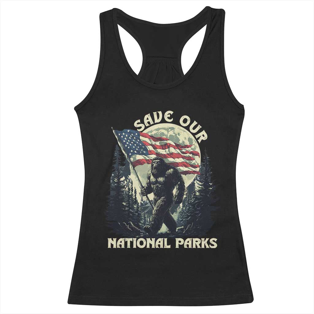 Save Our National Parks Bigfoot Racerback Tank Top Vintage American Flag TS11 Black Print Your Wear