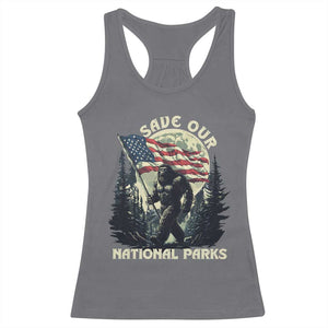Save Our National Parks Bigfoot Racerback Tank Top Vintage American Flag TS11 Charcoal Print Your Wear