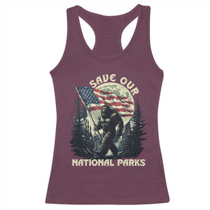 Save Our National Parks Bigfoot Racerback Tank Top Vintage American Flag TS11 Maroon Print Your Wear